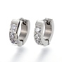 304 обруч серьги из нержавеющей стали замке, с четким кубического циркония, кольцо