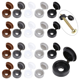 200Pcs 5 Colors Plastic Furniture Fence Screw Hole Plug, with Flip Top Cap, Round