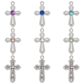 45 шт. 9 стили подвески из цинкового сплава со стразами, крест прелести, платина