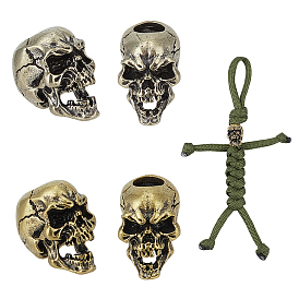 4шт 2 цвета латунные европейские бусины, бусины с большим отверстием, череп