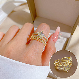 Fashionable Minimalist Micro-inlaid Luxury Ring - Cold Wind, Index Finger Ring, Same Style.