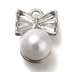 ABS Imitation Pearl Pendants, with Alloy Findings, Bowknot