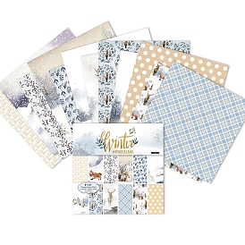 24Pcs 12 Styles Winter Theme Square Scrapbook Paper Pads, for DIY Album Scrapbook, Greeting Card, Background Paper