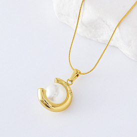 3 шт. европейские ожерелья из нержавеющей стали и ракушечного жемчуга с круглым кулоном для женщин, белые