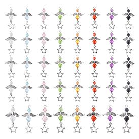 4 ensembles de pendentifs en acrylique transparent, avec les accessoires en alliage de style tibétain, ange et étoile