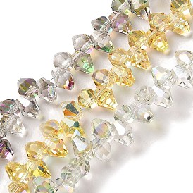 Half Rainbow Plated Electroplate Beads Strands, Faceted, Rhombus