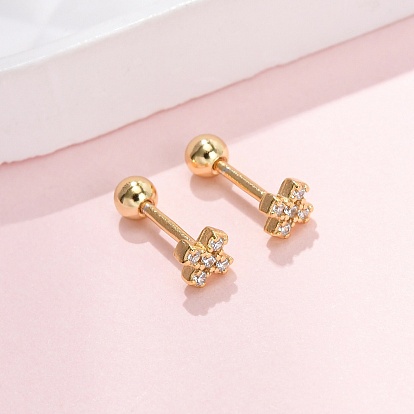 Серьги-гвоздики с микропаве из стерлингового серебра с прозрачными кубическими цирконами