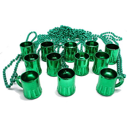 Plastic Shot Glasses Pendant Necklace with Ball Chains for Saint Patrick's Day