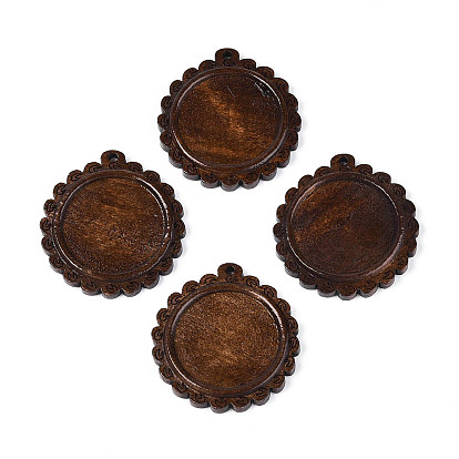 Оправы для кабошонов из резного дерева скима, цветок, окрашенные