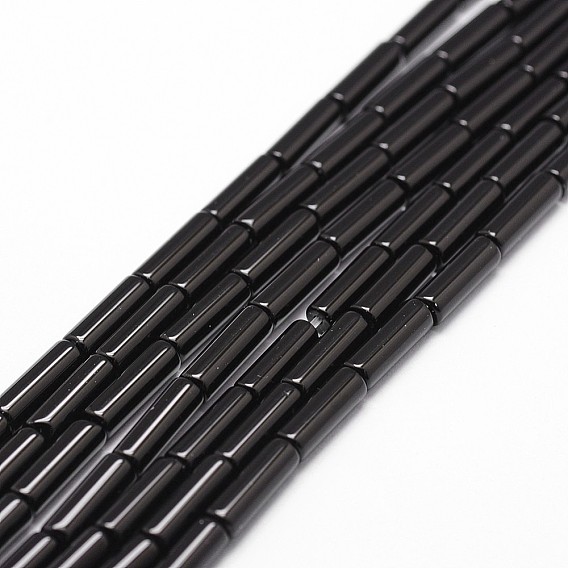 Бусины из натурального черного оникса, класс А, окрашенная и подогревом, колонка