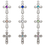 45 шт. 9 стили подвески из цинкового сплава со стразами, крест прелести, платина