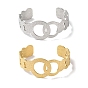 304 Stainless Steel Textured Ring Open Cuff Bangles for Women