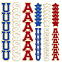 54Pcs 9 Styles 
Independence Day Cloth Embroider Thread Iron on/Sew On Patches, Hot Melt Adhesive, Cloth Appliques, Letter U S A & Star