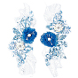 2Pcs Polyester Computerized Embroidered Appliques, with Paillette, Flower