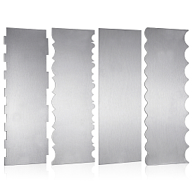 4Pcs 4 Styles Cake Cream Stainless Steel Scraper, Bakewere Tool, Rectangle