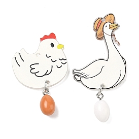 Печатные акриловые подвески, с подвесками в виде яиц из смолы и железным соединительным кольцом