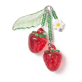 Крупные подвески ручной работы из стекла, бисера и смолы, изготовленные методом выдувания стекла и стекла., фрукты с цветочными подвесками, цвет нержавеющей стали