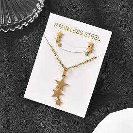 Звезда 201 ожерелья с подвесками из нержавеющей стали и серьги-гвоздики для женщин