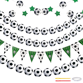 4Pcs 2 Styles Paper Football Hanging Banner, for Party Decor, with 2 Bags 2 Styles Hanging Banner