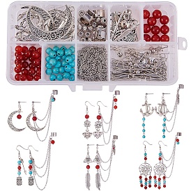 SUNNYCLUE DIY Earring Making, with Natural & Synthetic Mixed Gemstone Beads, 304 Stainless Steel Ear Stud Components, Alloy Findings and Brass Earring Hooks