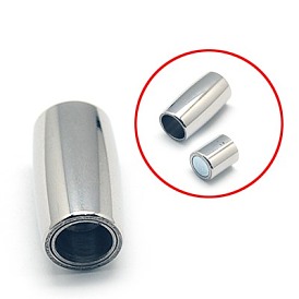304 fermoirs magnétiques en acier inoxydable avec extrémités à coller, colonne, 18x10mm, Trou: 6mm