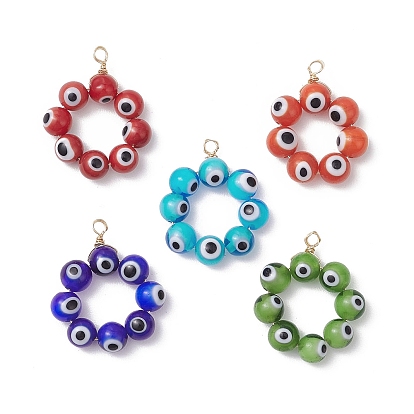 Круглые подвески из бисера ручной работы от сглаза