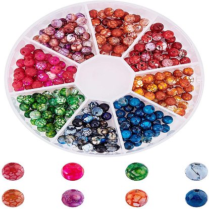 Natural Crackle Agate Beads, Dyed, Faceted, Round