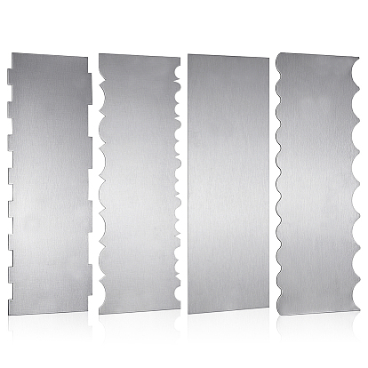 4Pcs 4 Styles Cake Cream Stainless Steel Scraper, Bakewere Tool, Rectangle