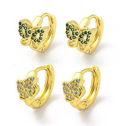 Messing micro pave zirkonia ohrreifen, golden, Schmetterling