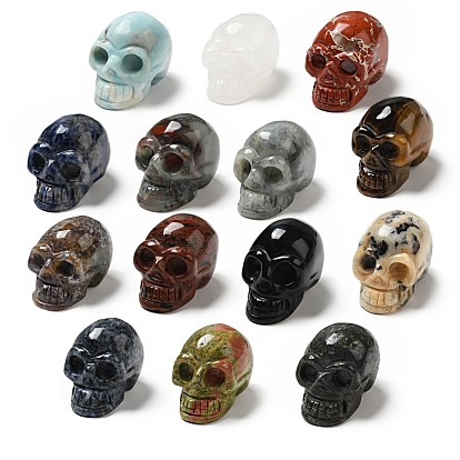 Halloween Natural Gemstone Display Decorations, Home Decorations, Skull