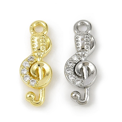 Латунные микропаве прозрачные подвески с фианитом, без кадмия, без никеля и без свинца, прелести музыкальных нот, долговечный