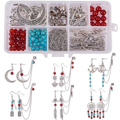 DIY Earring Making, with Natural & Synthetic Mixed Gemstone Beads, 304 Stainless Steel Ear Stud Components, Alloy Findings and Brass Earring Hooks
