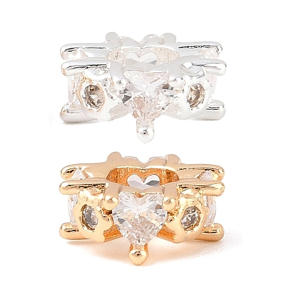 Латунные микро проложить кубического циркония бусы, сердце