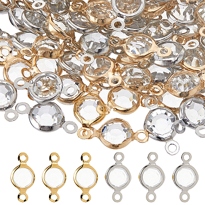 160 шт. 2 цвета латунные подвески-подвески со стразами, плоские круглые ссылки
