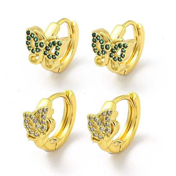 Créole en laiton avec micro pavé de zircons cubiques, or, papillon