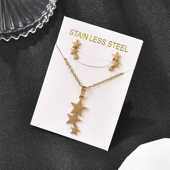 Звезда 201 ожерелья с подвесками из нержавеющей стали и серьги-гвоздики для женщин