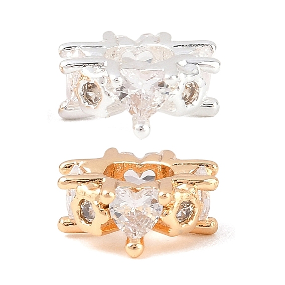 Латунные микро проложить кубического циркония бусы, сердце