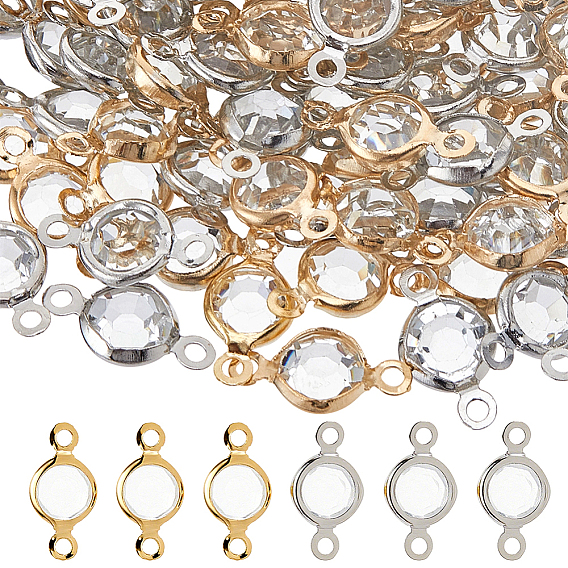 160 шт. 2 цвета латунные подвески-подвески со стразами, плоские круглые ссылки