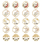 20Pcs 5 Style Alloy Enamel Pendants, Flower with Fish Pattern, Golden