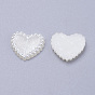 Acrylic Pearl Cabochons, Dyed, Heart, 13.5x14x2mm