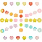 80Pcs 8 Style Resin Cabochons, Cube & Pudding & Donut & Heart & Star