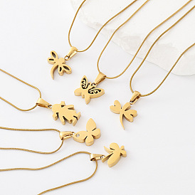 Elegante 304 Edelstahl-Anhänger-Halsketten für Damen, golden