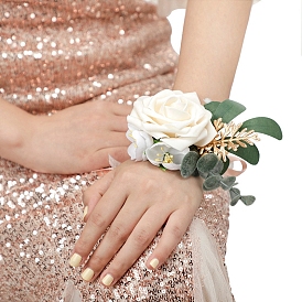 Corsage de poignet en tissu de soie imitation fleur, fleur à la main pour la mariée ou la demoiselle d'honneur, mariage, décorations de fête