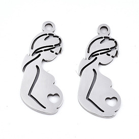 Pendentifs en acier inoxydable pour la fête des mères 201, Coupe au laser, femme enceinte