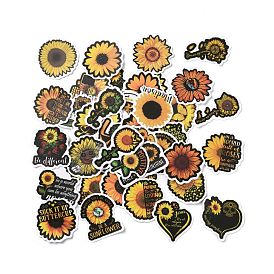 50Pcs Cartoon Sunflower Paper Sticker Label Set, Adhesive Label Stickers, for Suitcase & Skateboard & Refigerator Decor