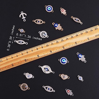 20Pcs Alloy Eye Charm Connector Assorted Evil Eye Connector Mixed Shape Eye Charm Pendant for Jewelry Necklace Bracelet Earring Making Crafts