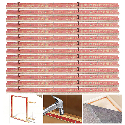 14Pcs Wood Tufting Frame Tack Strip, Carpet Tack Strips with Iron Nails