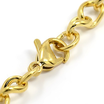 Fashionable 304 Stainless Steel Side Twisted Chain Bracelets, with Lobster Claw Clasps