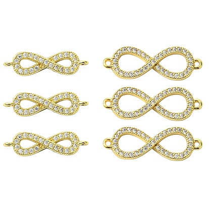 6 шт. 2 стили звенья бесконечности из латуни с микропаве из прозрачного кубического циркония класса ААА, без свинца, без никеля и без кадмия