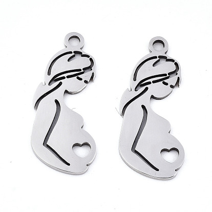 Pendentifs en acier inoxydable pour la fête des mères 201, Coupe au laser, femme enceinte